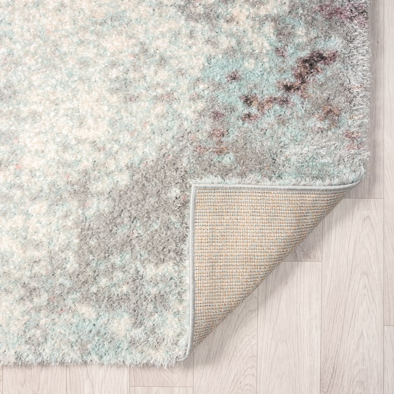 Zenith Abstract Shag Blue/Pink Area Rug