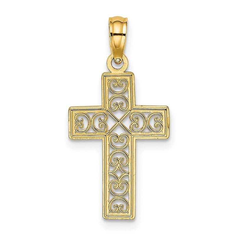 Curata 10k Yellow Gold 18" Squared Religious Faith Cross X Lace Center Necklace (13mm x 22.7mm)