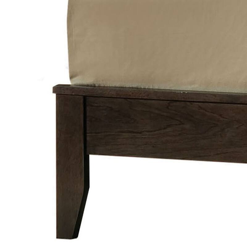 Queen Size Wood Panel Bed with Raised Molding Trim and Tapered Legs
