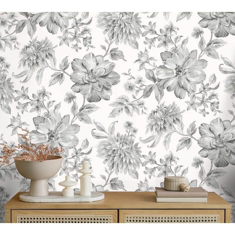 Fine Decor Gabriela Grey Floral Wallpaper