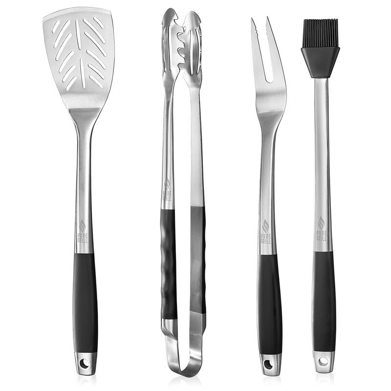 4pc BBQ Tool Utensil Set Stainless Steel - Silver