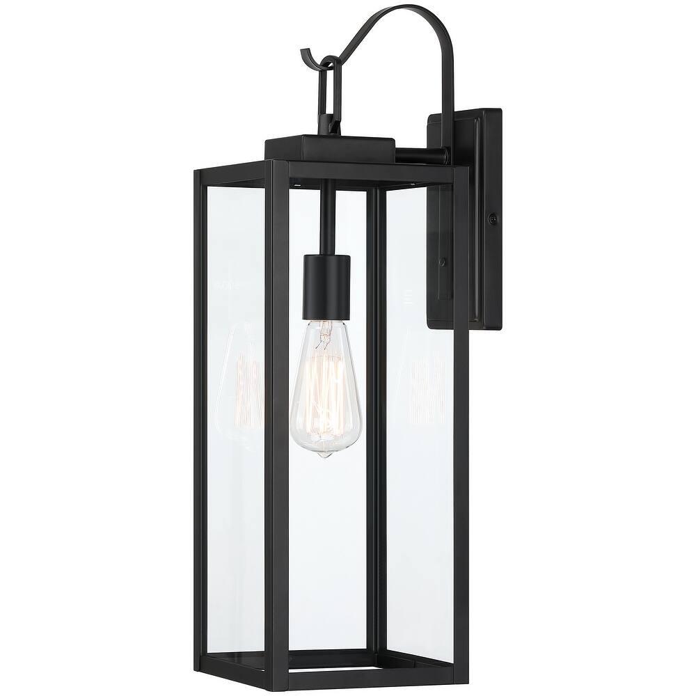 1-Light Outdoor Wall Lantern with Clear Glass - Matte Black