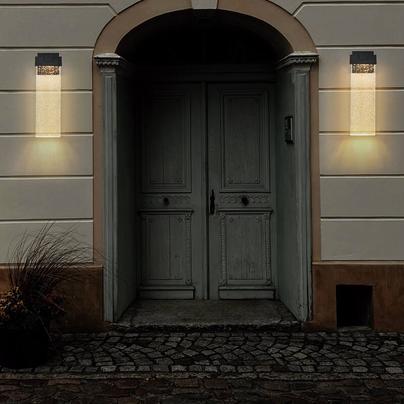18" Modern Outdoor Wall Light Fixture, Weatherproof LED Wall Sconce Up and Down Lighting for Porch, Patio and Garden