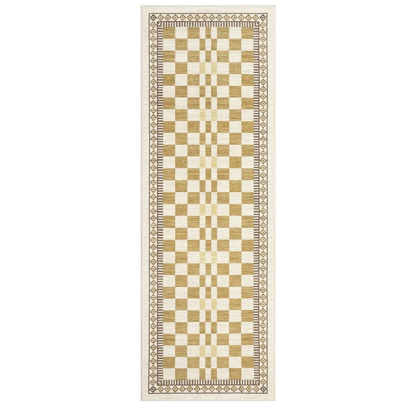 Checkered Area Rugs for Living Room Soft Modern Geometric Rug Non-Slip Low Pile Carpet for Bedroom, Dining Room