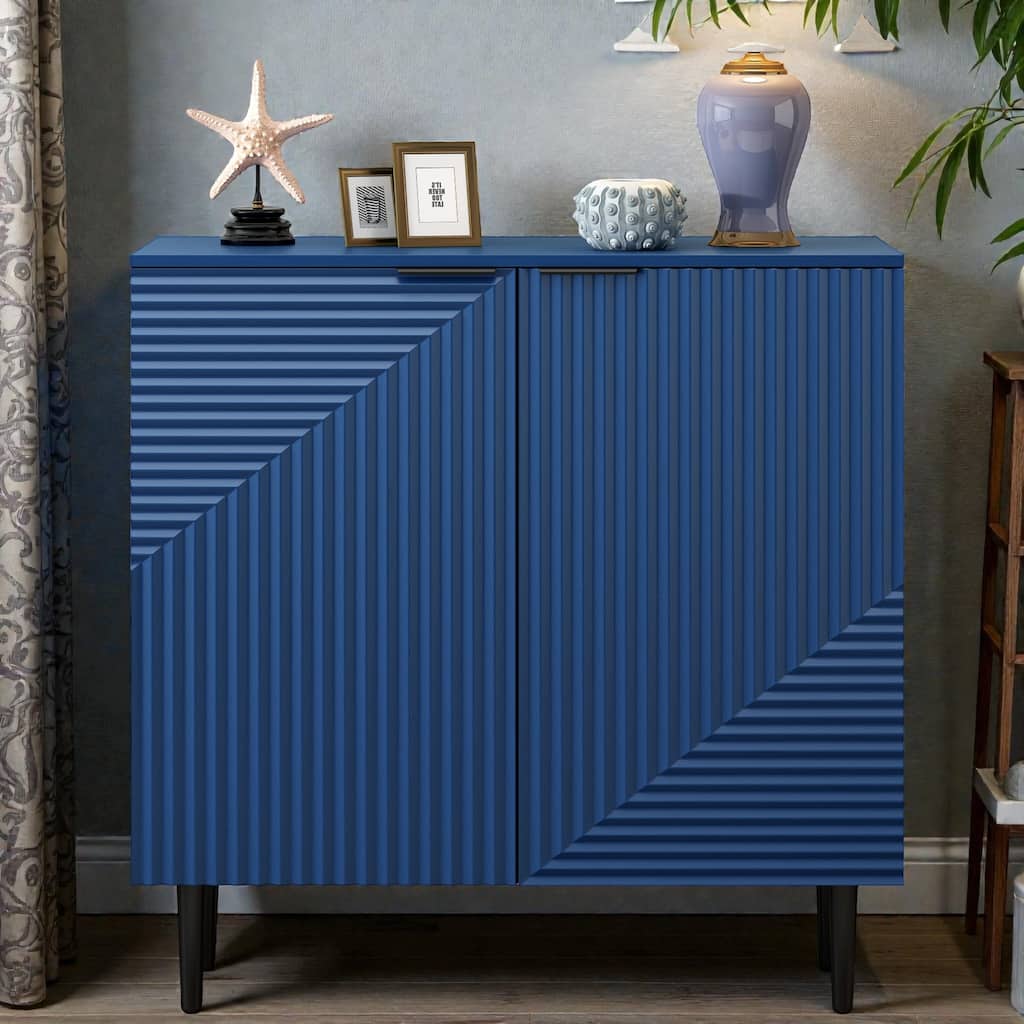 Modern Minimalist Side Cabinet with Adjustable Shelves, Geometric Door Storage Cabinet for Living Room