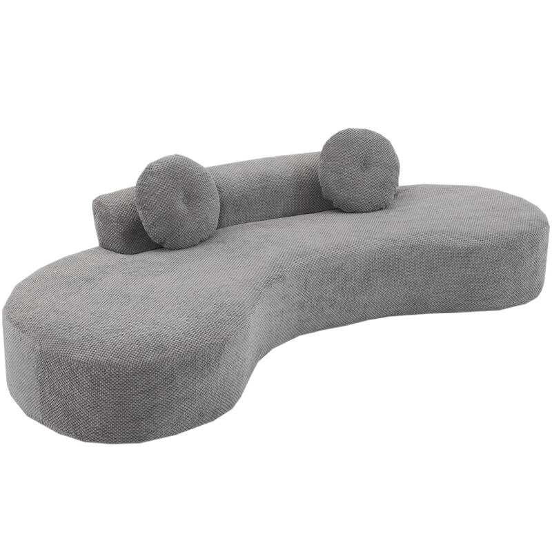 105.5" Curved Sofa, Modern Living Room Upholstered Sofa with 2 Throw Pillows, Leisure Cloud Couch for Apartment, Office