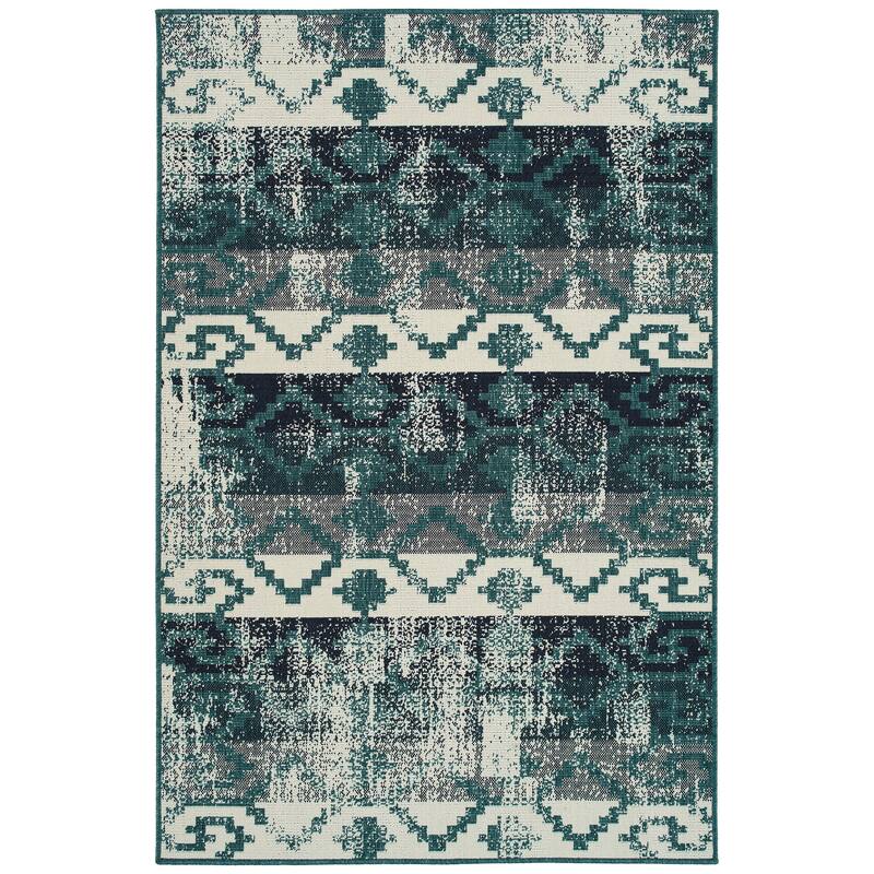 Modern Geometric Textured Cut Pile Rectangle Throw Rug - 1.10x 3.7