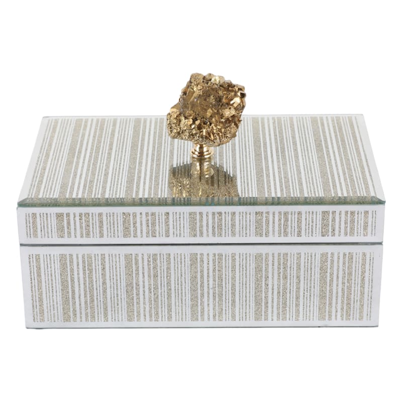 Decorative Glass Sparkly Storage Box with Stone Top - 8"