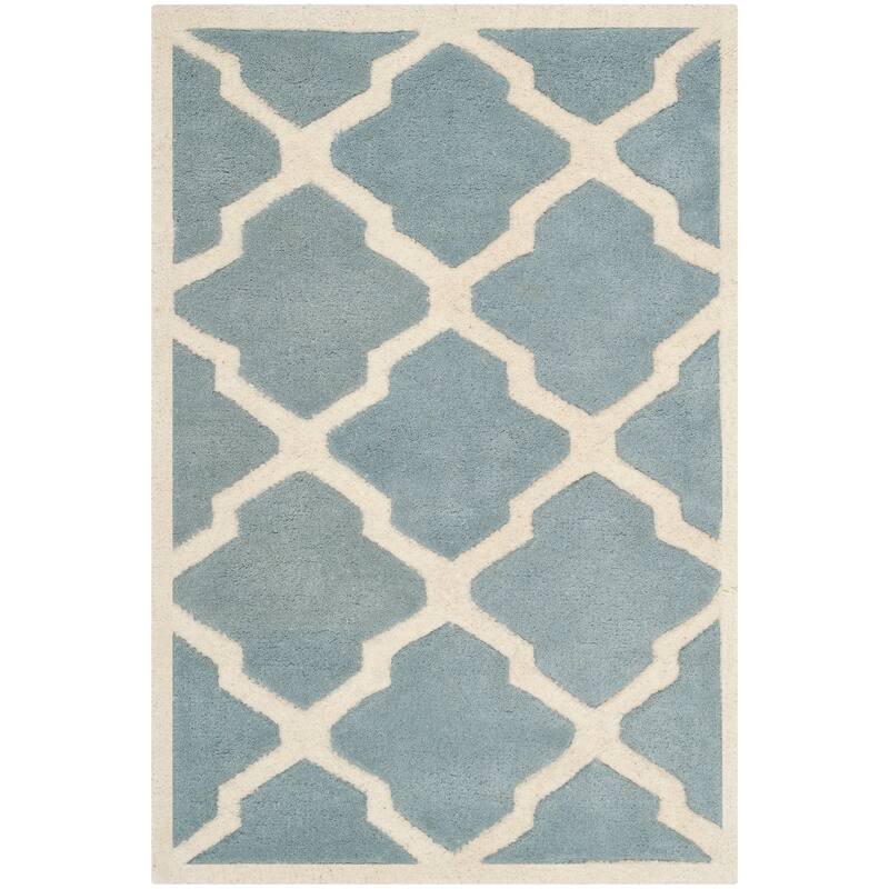 SAFAVIEH Handmade Chatham Rinske Modern Moroccan Wool Rug - 2'3" x 5' - Blue/Ivory