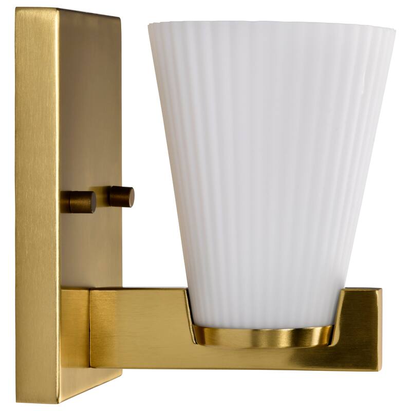 Royale 1 Light Vanity Burnished Brass Finish Ribbed White Glass - Burnished Brass