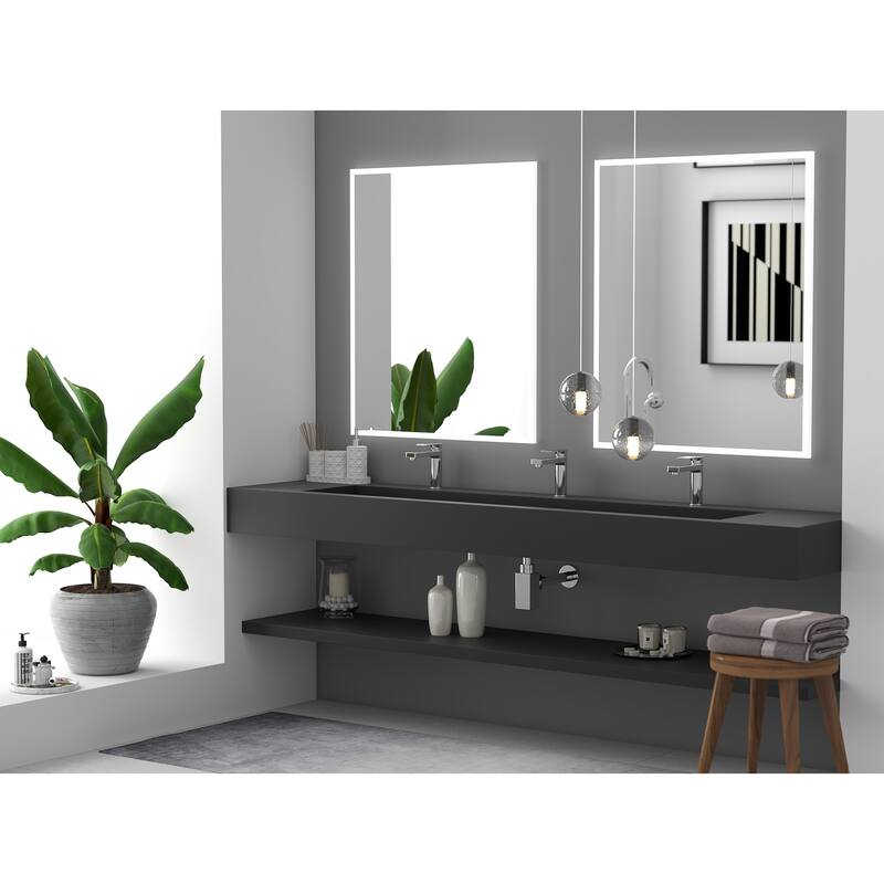 Pyramid Solid Surface Wall-Mounted Bathroom Sink - 84" - Black