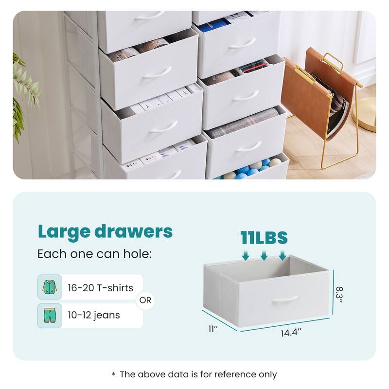 Dresser Storage Tower with 10 Fabric Drawers