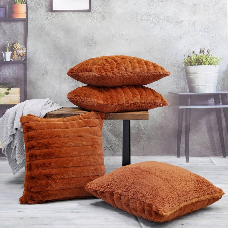 Serenta SuperMink Solid Color Throw Pillow Shell Cushion Cover Set - 20" x 20" - Umber - Set of 3 or More