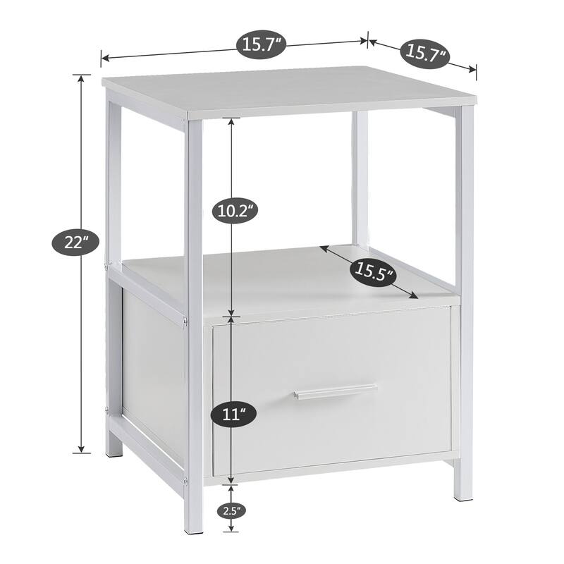 VECELO Nightstand Set of 1/2, Modern Square Side End Table, Living Room, Study Metal Frame