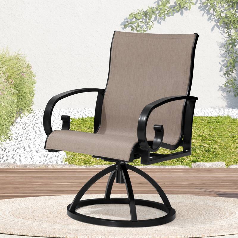 Pellebant Outdoor Aluminum Patio Swivel Dining Chairs Sunbrella