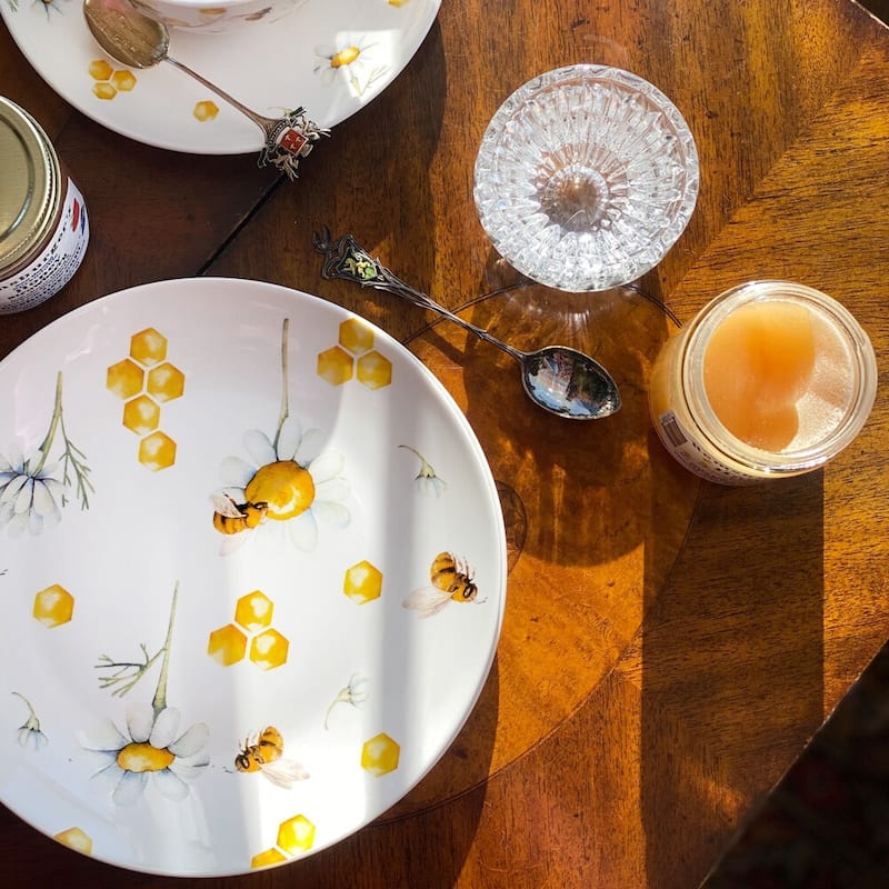 STP Goods 8" Honey Bee Bone China Dessert Plate Set of 2
