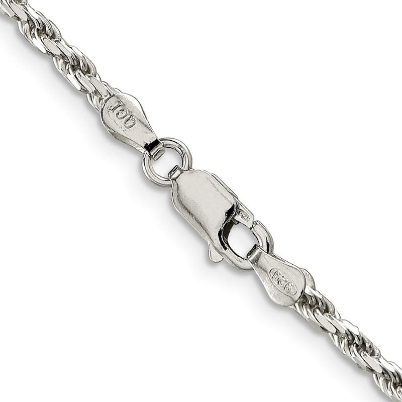 Curata 925 Sterling Silver 2.5mm Diamond Cut Rope Chain Necklace for Men