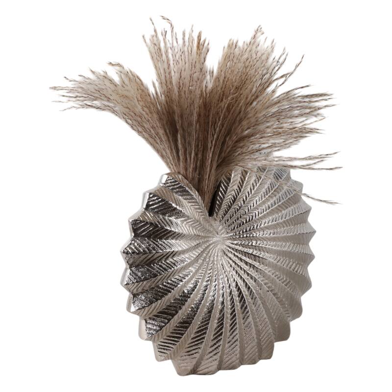 Aluminum Metal Vase Coastal Glam Decorative Accent - 13" Silver