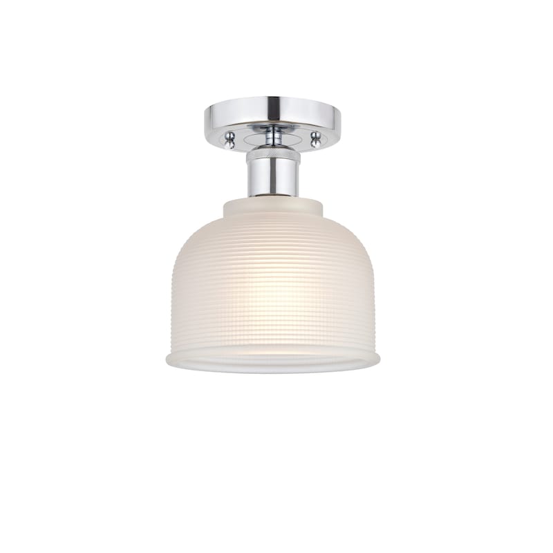Innovations Lighting Edison Dayton - 1 Light 6" Semi-Flush Mount - Polished Chrome/White