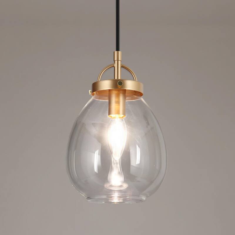 Modern Gold 1Light Clear Glass Island Pendant Lights for Dining Room