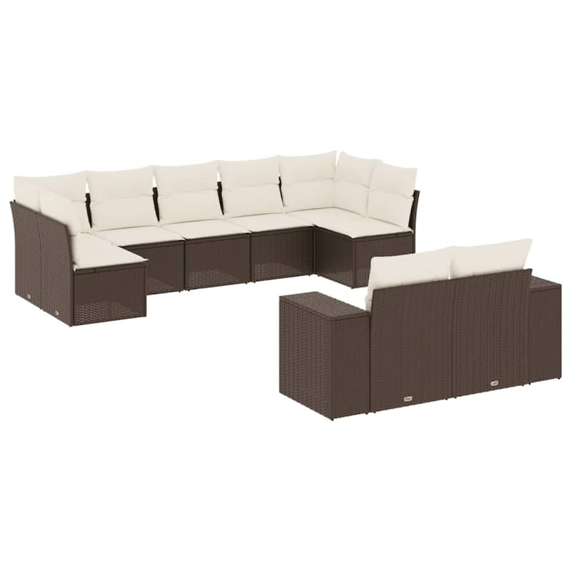 vidaXL Patio Sofa Set with Cushions Outdoor Conversation Furniture Poly Rattan