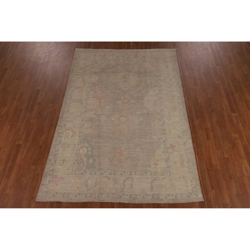 Earth Tone Oushak Vegetable Dye Area Rug Handmade Wool Carpet - 6'0"x 9'0"