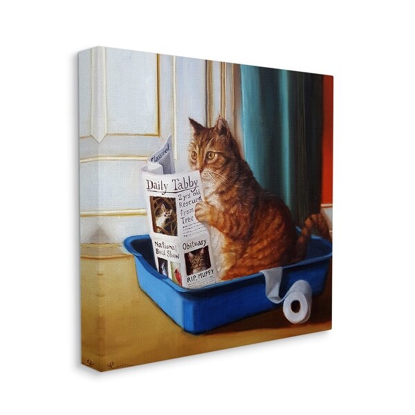 Stupell Litter Box Reading Funny Cat Pet Painting Canvas Wall Art