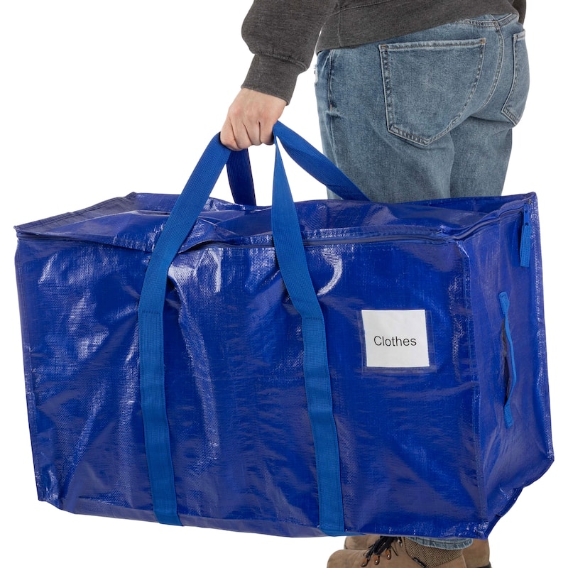 10-Pack Extra Large Storage Bags with Dual Zippers by Home-Complete (Blue) - Pack of 10