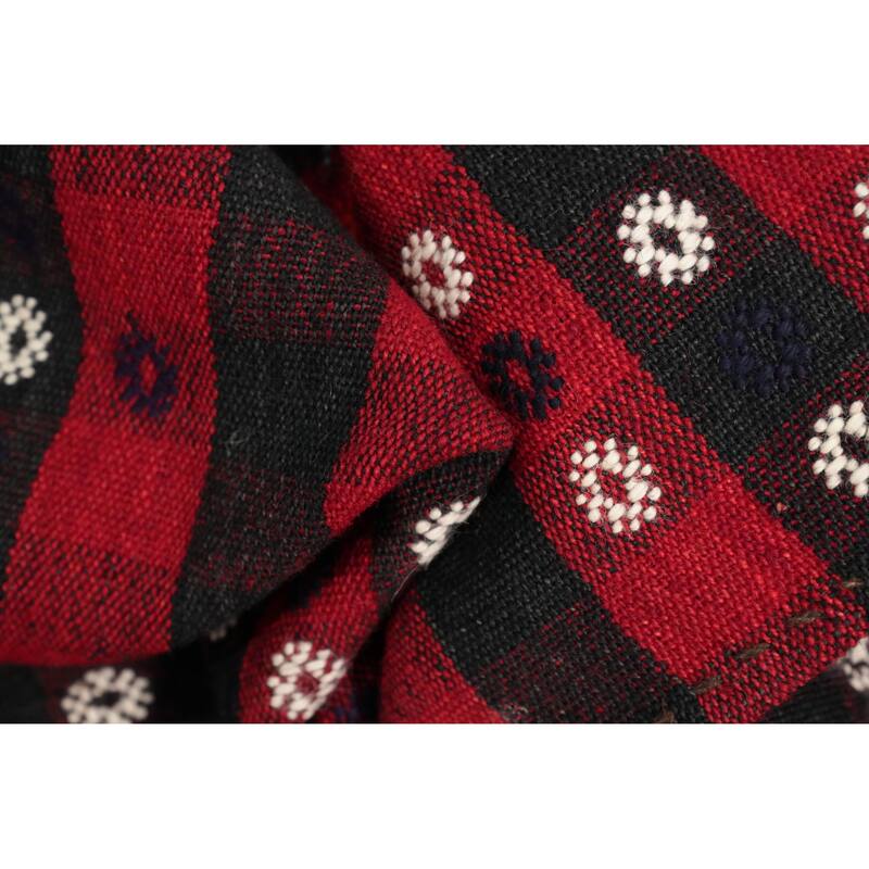 Hand Woven Oriental 100% Wool Carpet Southwestern Geometric Red Kilim Area Rug - 8' 3'' X 6' 3''