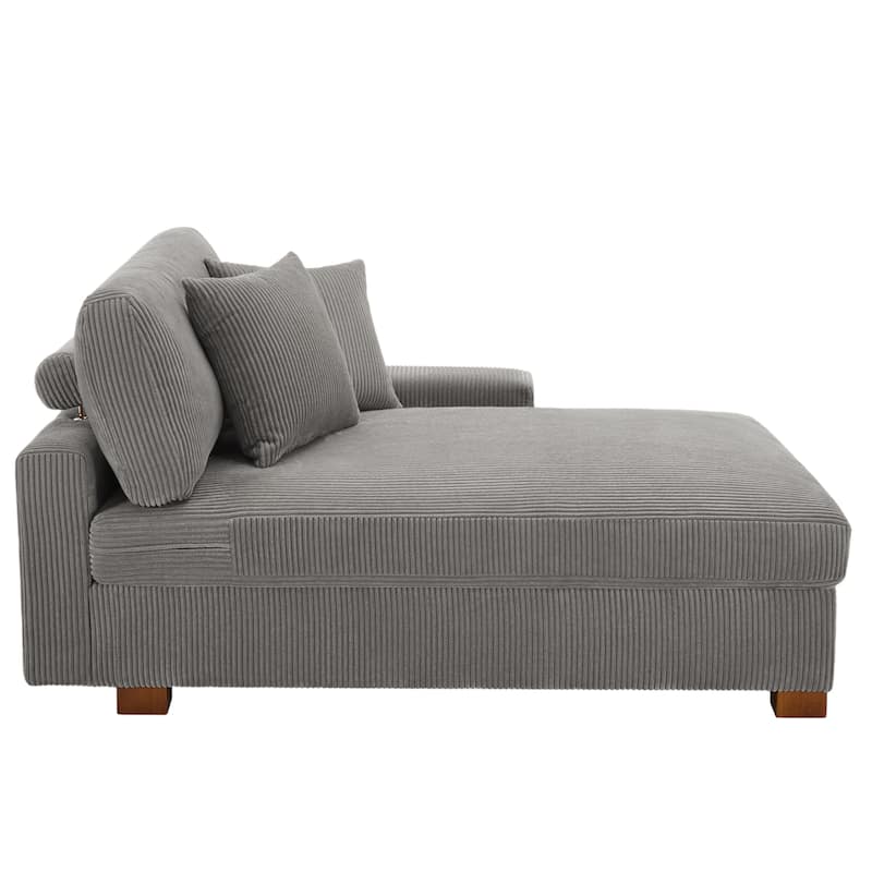 Modern Corduroy Indoor Chaise Lounge Couch with Pillows