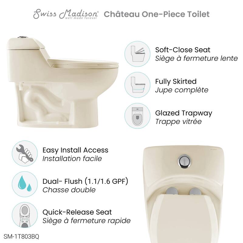 Chateau One Piece Elongated Dual Flush Toilet In Bisque 0.8/1.28 gpf