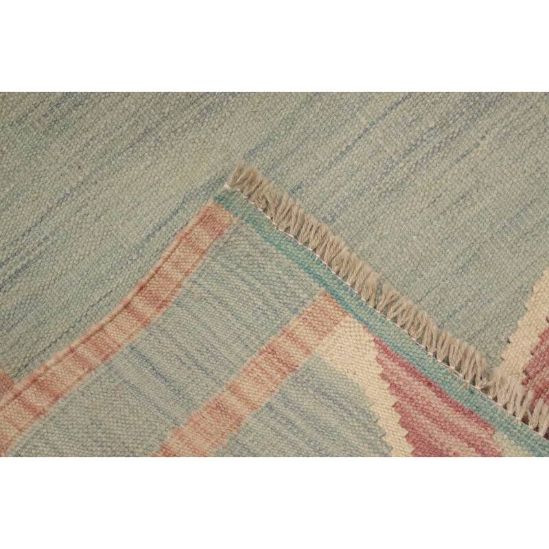 Hand Woven Oriental 100% Wool Carpet Southwestern Modern Navy Blue & Blues Kilim Area Rug - 7' 11'' X 5' 0''