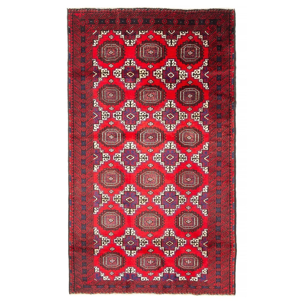 ECARPETGALLERY Hand-knotted Teimani Red Wool Rug - 3'8 x 6'4