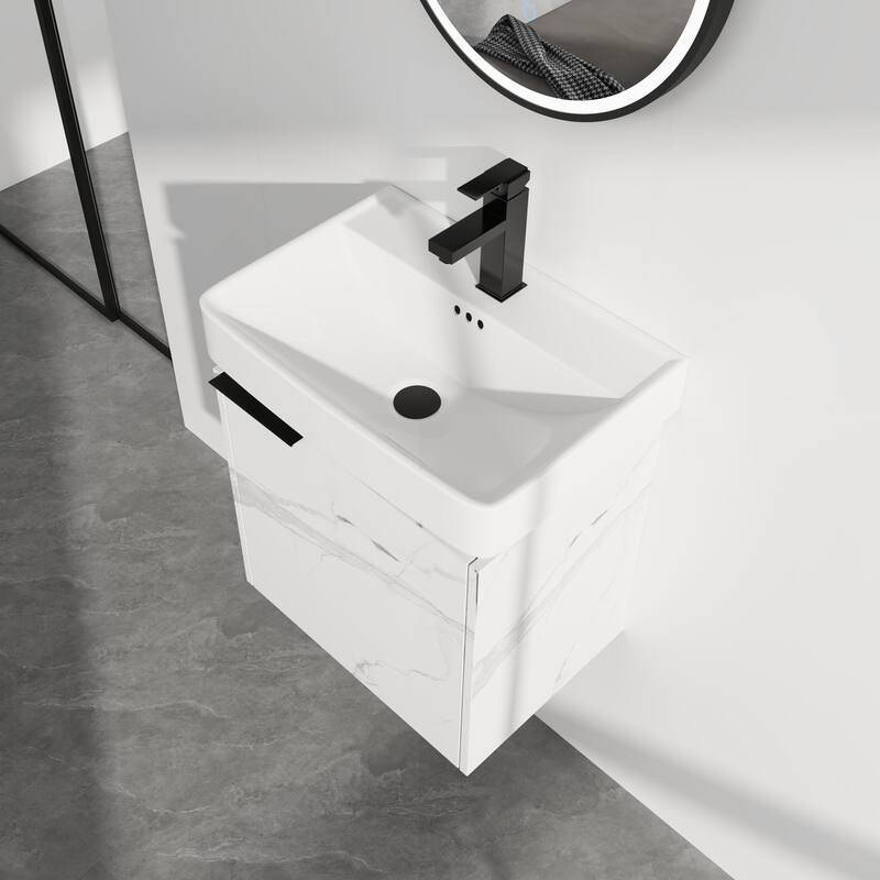 ARTCHIRLY 16/20/24/30/36 Inch Bathroom Vanity With Sink, Floating Bathroom Vanity With Soft Close Door