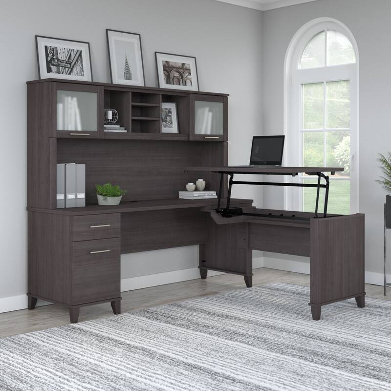 Bush Furniture Somerset 72W 3 Position Sit to Stand Desk - Storm Gray