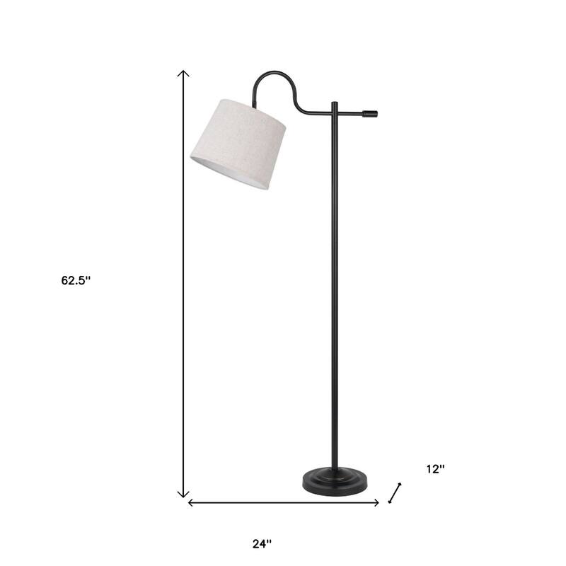 63" Bronze Adjustable Floor Lamp with Square Linen Blend Shade for Living Room or Bedroom Office Use - 62.5" H x 24" W x 12" D
