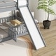 preview thumbnail 20 of 19, Modern Wooden Twin Over Twin Floor Bunk Bed with Safety Guardrails