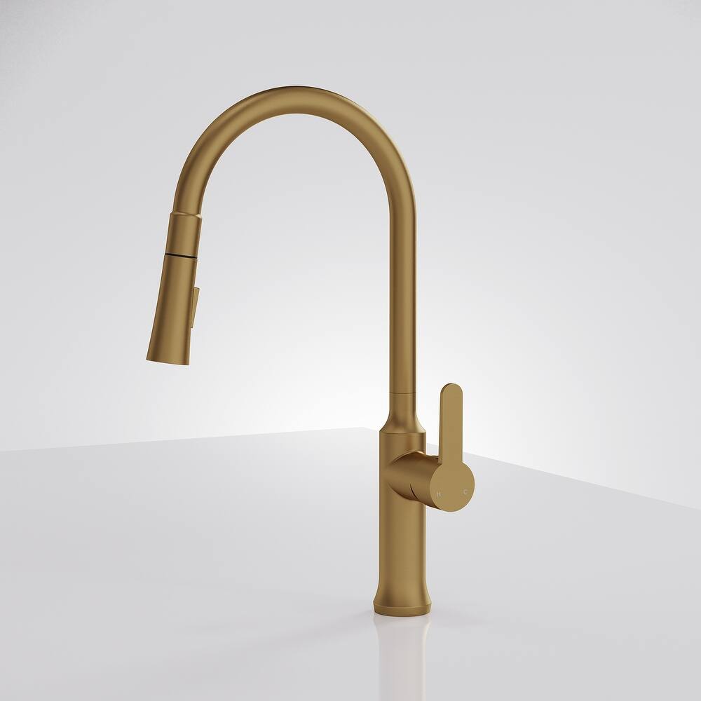 Single Handle Pull Down Kitchen Faucet with Sprayer Brass Swivels 360° Kitchen Faucet