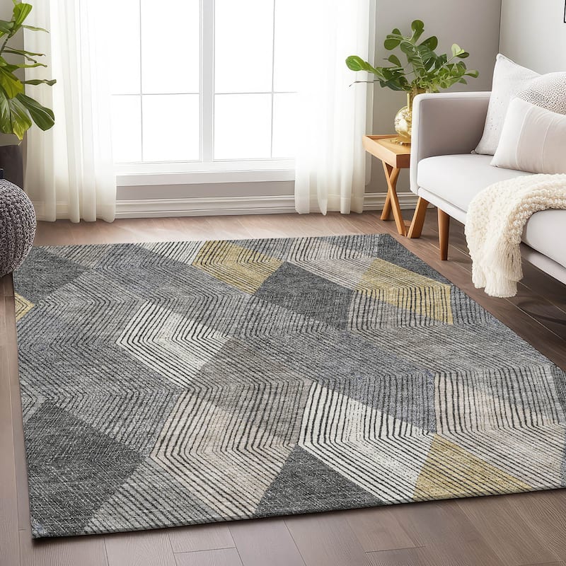 Premium Washable Super Soft Modern Fusion Mayfield Rug - Pewter - 2'6" x 3'10"