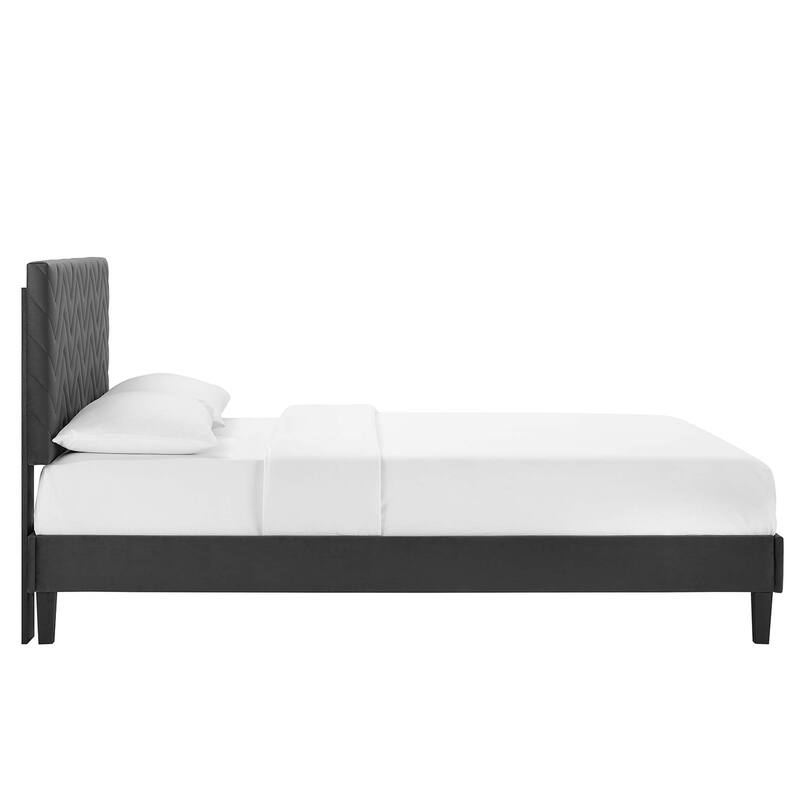 Leah Chevron Tufted Performance Velvet Queen Platform Bed