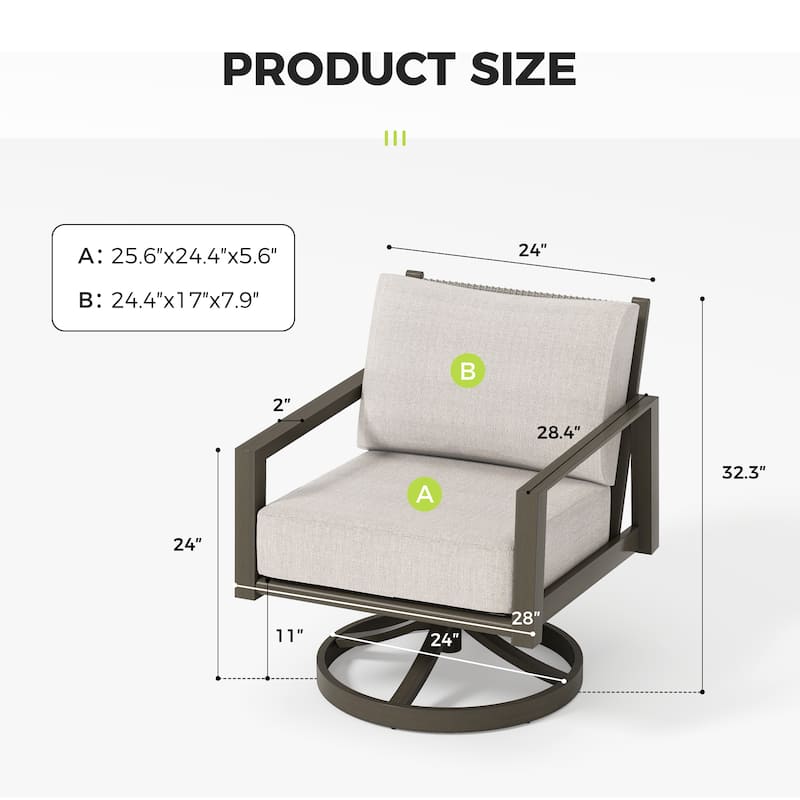 Nimbus 1-Piece Brown Aluminum Patio Swivel Sofa Chair with Sunbrella Light Gray Cushions