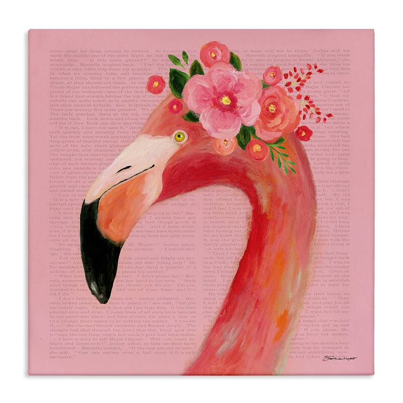 Stupell Floral Flamingo Pink Portrait, Canvas, 17 x 1.5 x 17, Made in USA - 36 x 36