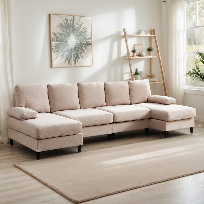 Mixoy 114inch U-Shaped Sectional Sofa,Living Room Modern Couch with Chaise,5-Seat Modular Sofa