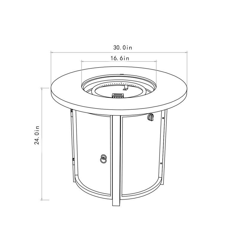 30" Propane Gas Fire Pit Table, 50000 BTU Round Steel Fire Pit for Outside Patio Deck Garden Courtyard-Black