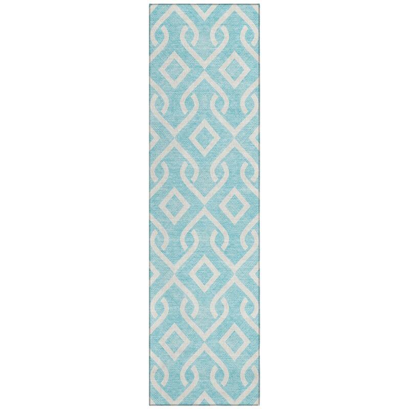 Machine Washable Indoor/ Outdoor Chantille Trellis Scroll Rug