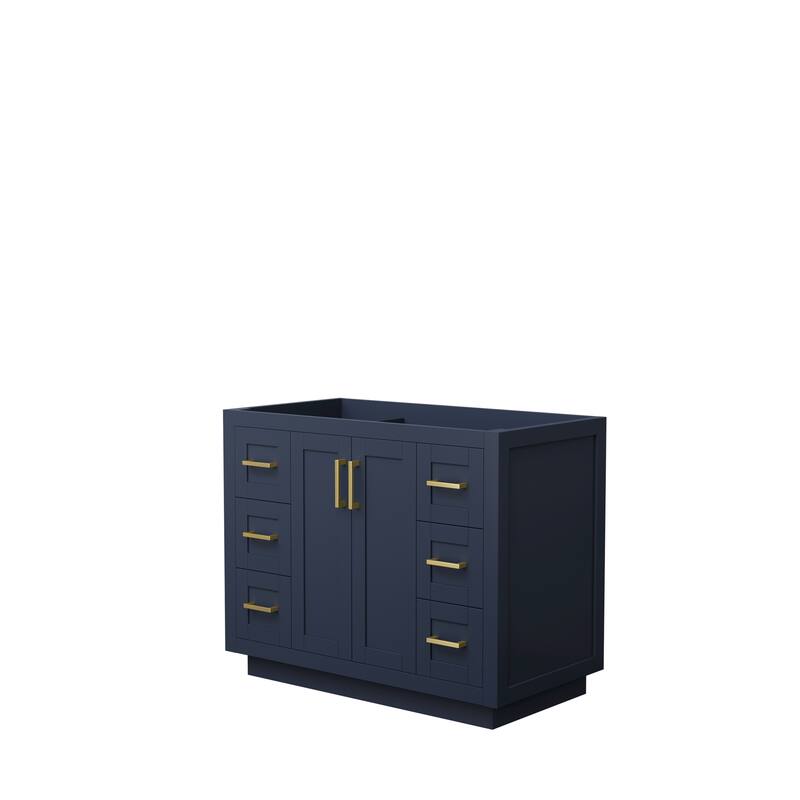 Miranda Single Bathroom Vanity Cabinet, No Mirror - 42-Inch Single - Dark Blue, Brushed Gold Trim, No Top