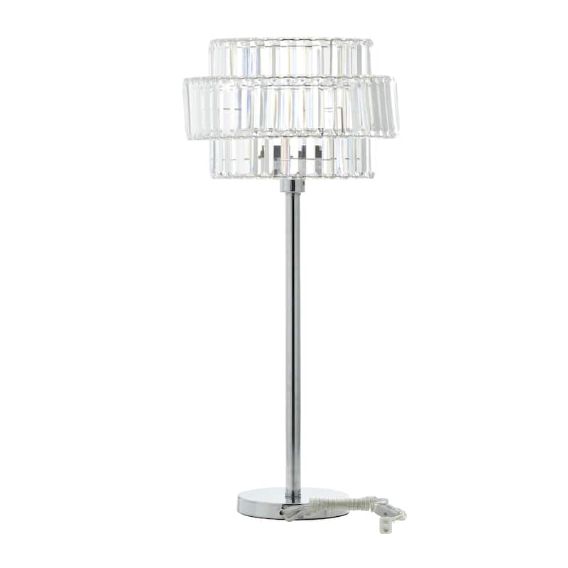 Metal Room Table Lamp with Crystal Embellishments - Set of 2 Silver - Roche River Decor