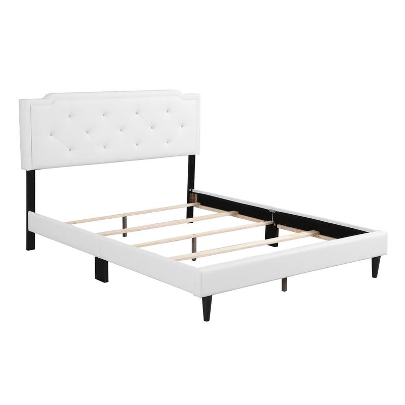 Full Size PU Tufted Platform Bed with Adjustable Headboard