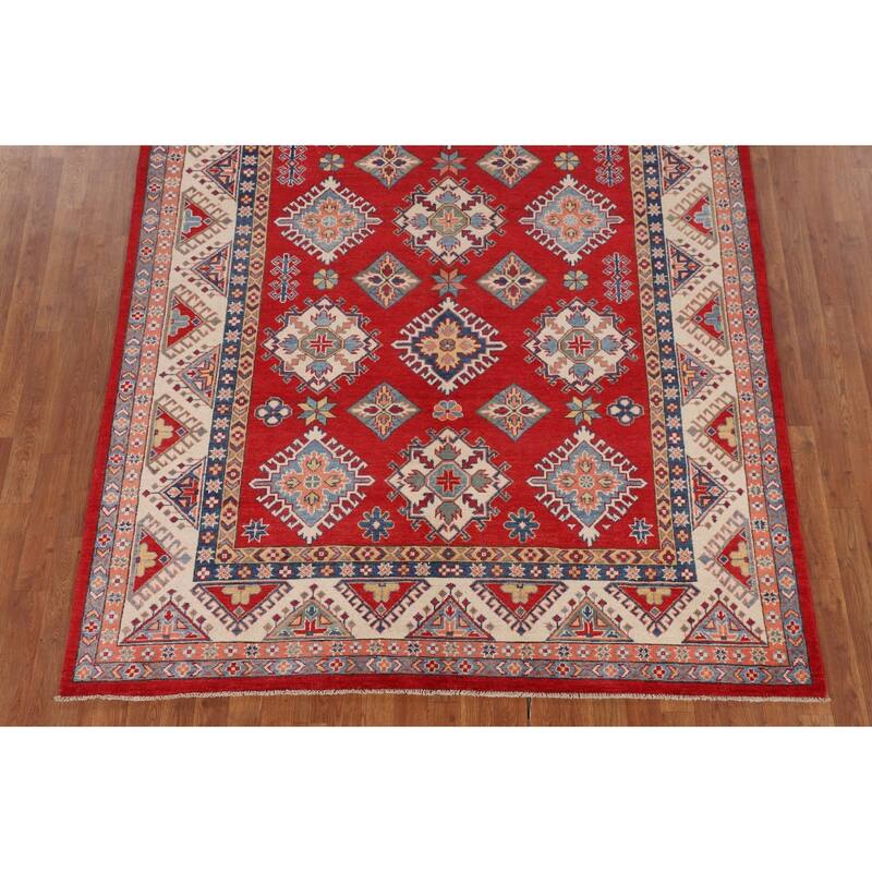 Red Kazak Oriental Area Rug Handmade Wool Carpet - 6'5" x 9'10"