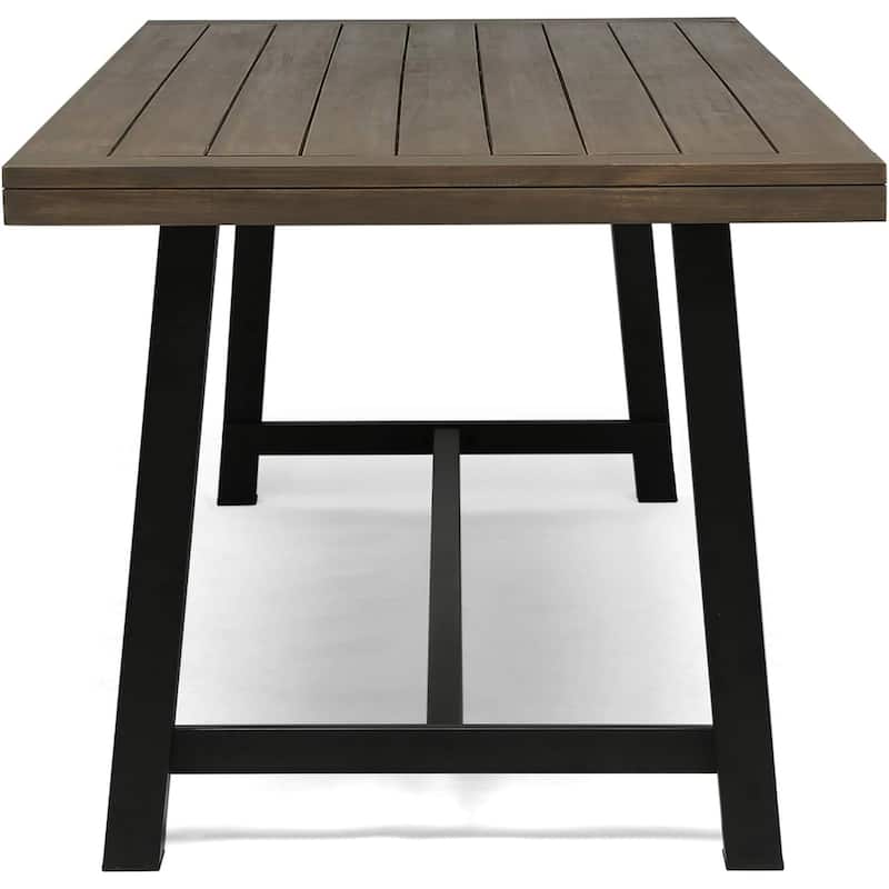 Rustic 3-Piece Outdoor Patio Picnic Dining Set with 2 Benches, Acacia Wood and Iron Frame